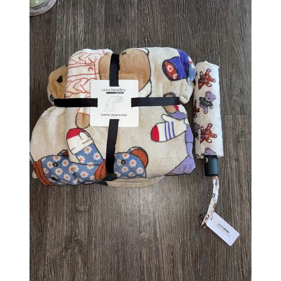 Vera Bradley NWT Blanket in Toasty Teddies With Matching Umbrella - Picture 1 of 7